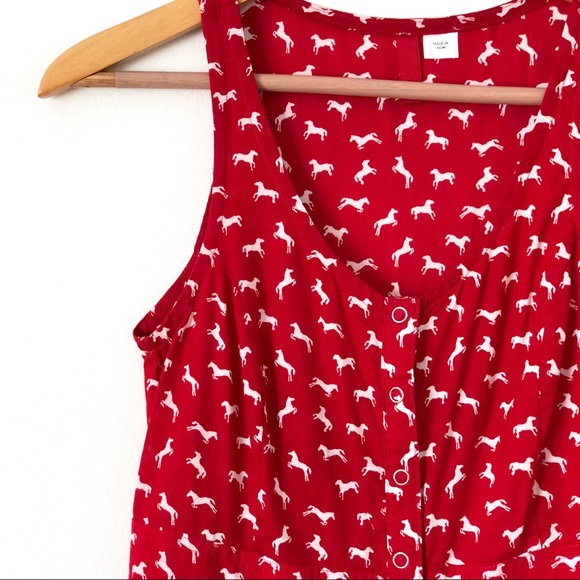 Sleeveless Button Down Horse Print Fit Flare Dress - Picture 2 of 7